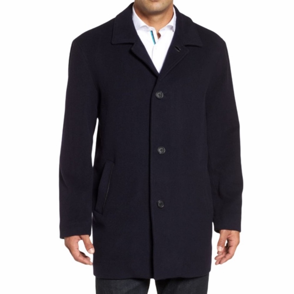 Cole Haan dark navy wool blend coat